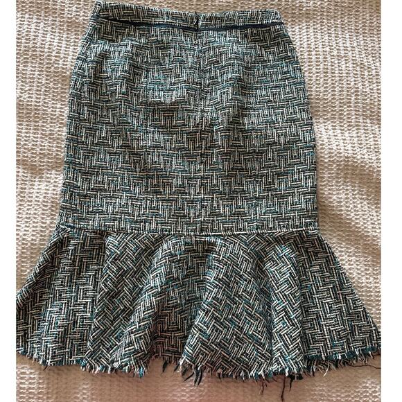 Womens Tweed Skirt Flounce Hem Herringbone Pencil Skirt - Picture 5 of 7